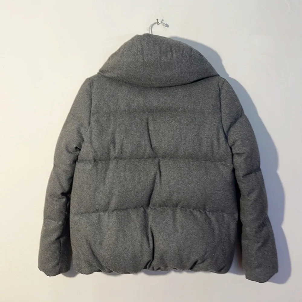 SPICK and SPAN Grey Down Filked wool puffer crop jacket coat women size 36